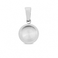 Polaris Steel bedel (RVS) met setting voor 7mm cabochon/Swarovski SS34 Zilver