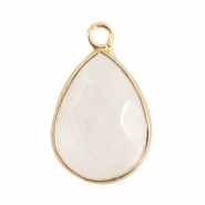 Natuursteen hangers melkkwarts drop White crystal-gold