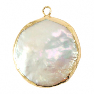 BQ Zoetwater parels bedel round/drop Gold-Natural white