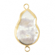 BQ Zoetwater parels tussenstuk asymmetric drop Gold-Natural white
