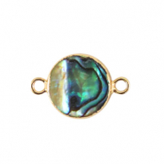 BQ Zoetwater parels tussenstuk rond 10mm Gold-ocean green