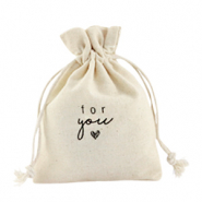 Linnen sieradenzakje "for you" Off white