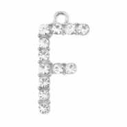 Basic quality metaal bedel strass initial F Antiek zilver