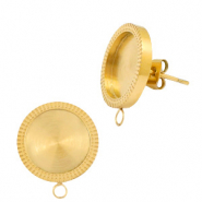 Polaris Steel oorbellen (RVS) met setting voor 12mm cabochon (met oogje) Goud