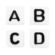 Acryl letterkralen mix Wit-Zwart