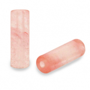 Natuursteen kralen tubes Rose pink