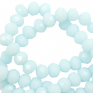 Facet kralen top quality disc 3x2mm Bleached aqua blue-high shine coating