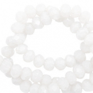 Facet kralen top quality disc 6x4 mm Brilliant white-pearl shine coating