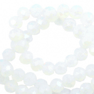 Facet kralen top quality disc 3x2mm Brilliant white crystal-pearl shine coating