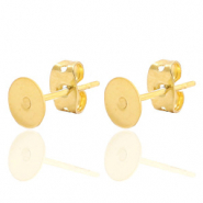 Benodigdheden van Stainless steel Roestvrij staal (RVS) oorstekers voor 7mm cabochon en SS34 flatback Goud