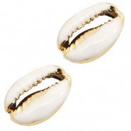 Schelp kralen special Kauri Half white-gold