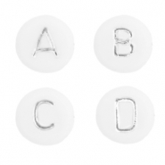 Acryl letterkralen mix Wit-zilver