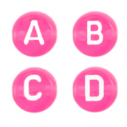 Acryl letterkralen mix Neon azalea pink transparant