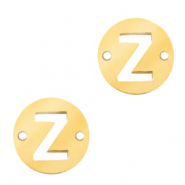 Bedels van Stainless steel Roestvrij staal (RVS) tussenstuk rond 10mm initial coin Z Goud