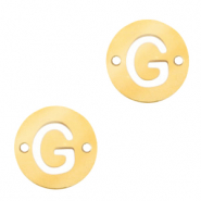 Bedels van Stainless steel Roestvrij staal (RVS) tussenstuk 10mm initial coin G Goud