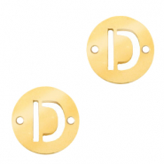 Bedels van Stainless steel Roestvrij staal (RVS) tussenstuk 10mm initial coin D Goud