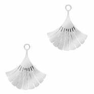 Bedels van Stainless steel Roestvrij staal (RVS) Ginkgo blad Zilver