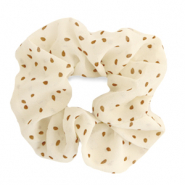 Scrunchie haarelastiek dots Off white