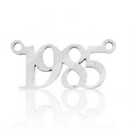 Bedels van Stainless steel Roestvrij staal (RVS) tussenstuk jaartal 1985 Zilver