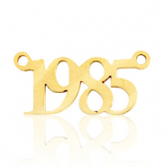 Bedels van Stainless steel Roestvrij staal (RVS) tussenstuk jaartal 1985 Goud