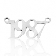 Bedels van Stainless steel Roestvrij staal (RVS) tussenstuk jaartal 1987 Zilver