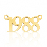 Bedels van Stainless steel Roestvrij staal (RVS) tussenstuk jaartal 1988 Goud