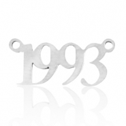 Bedels van Stainless steel Roestvrij staal (RVS) tussenstuk jaartal 1993 Zilver