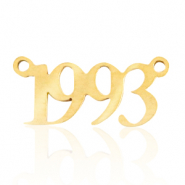 Bedels van Stainless steel Roestvrij staal (RVS) tussenstuk jaartal 1993 Goud