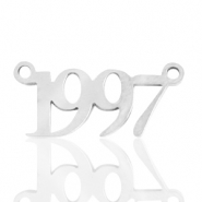 Bedels van Stainless steel Roestvrij staal (RVS) tussenstuk jaartal 1997 Zilver