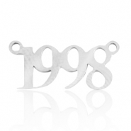 Bedels van Stainless steel Roestvrij staal (RVS) tussenstuk jaartal 1998 Zilver