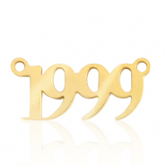 Bedels van Stainless steel Roestvrij staal (RVS) tussenstuk jaartal 1999 Goud