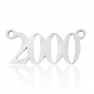 Bedels van Stainless steel Roestvrij staal (RVS) tussenstuk jaartal 2000 Zilver