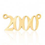 Bedels van Stainless steel Roestvrij staal (RVS) tussenstuk jaartal 2000 Goud