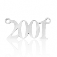 Bedels van Stainless steel Roestvrij staal (RVS) tussenstuk jaartal 2001 Zilver