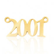 Bedels van Stainless steel Roestvrij staal (RVS) tussenstuk jaartal 2001 Goud