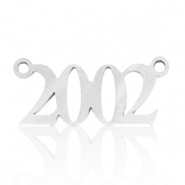 Bedels van Stainless steel Roestvrij staal (RVS) tussenstuk jaartal 2002 Zilver