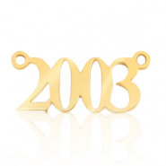 Bedels van Stainless steel Roestvrij staal (RVS) tussenstuk jaartal 2003 Goud