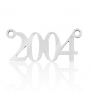 Bedels van Stainless steel Roestvrij staal (RVS) tussenstuk jaartal 2004 Zilver