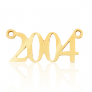 Bedels van Stainless steel Roestvrij staal (RVS) tussenstuk jaartal 2004 Goud