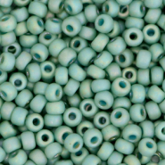 Miyuki 8/0 rocailles Opaque glazed frosted rainbow celadon green 8-4701