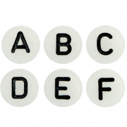 Acryl letterkralen glow-in-the-dark mix Off white-black