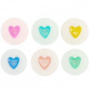 Acryl letterkralen hartjes glow-in-the-dark Off white-multicolour