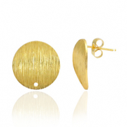 TQ metaal brass oorstekers 15mm rond met oogje Goud