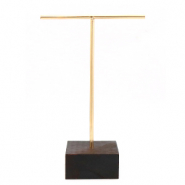 Sieraden display voor T-vorm voor oorbellen met houten voet Dark brown-gold