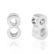 Kralen van Stainless steel Roestvrij staal (RVS) kralen cijfer 8 Zilver