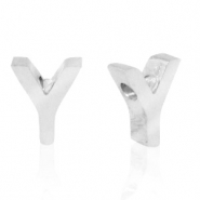 Kralen van Stainless steel Roestvrij staal (RVS) kralen letter Y Zilver