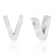 Kralen van Stainless steel Roestvrij staal (RVS) kralen letter V Zilver