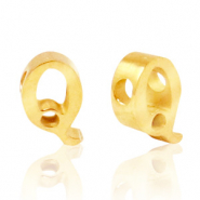 Kralen van Stainless steel Roestvrij staal (RVS) kralen letter Q Goud