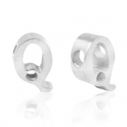 Kralen van Stainless steel Roestvrij staal (RVS) kralen letter Q Zilver