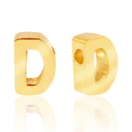 Kralen van Stainless steel Roestvrij staal (RVS) kralen letter D Goud